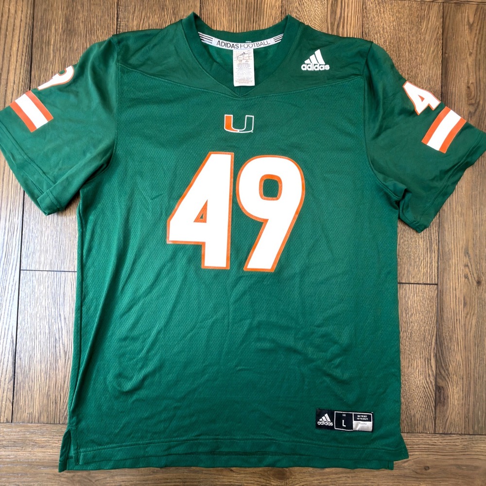 Adidas Miami Hurricanes Yayi Bondje 49 Football Jersey Green Mens Large